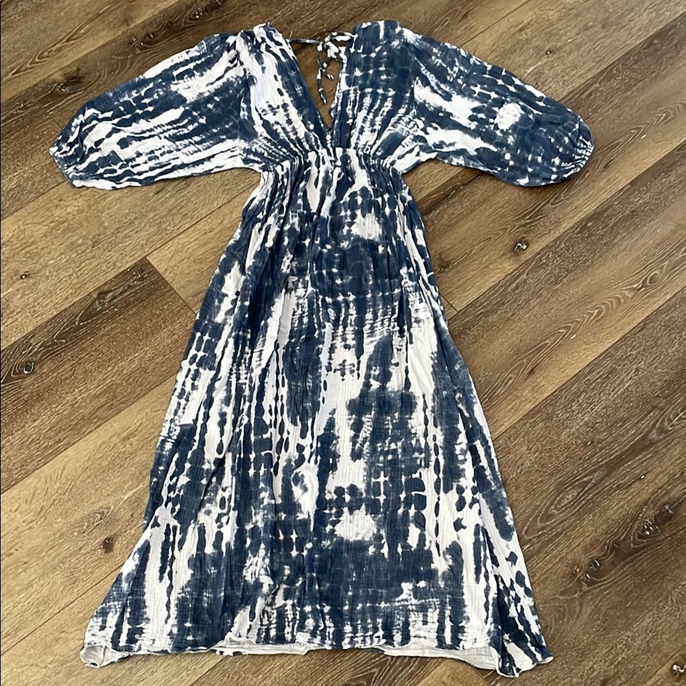 Glossy Paris Tye Dye Maxi Dress Gauzy Cotton Made in Italy